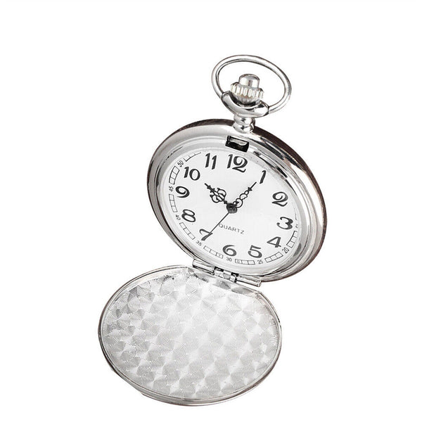 Antique Retro Mechanical Skeleton Steampunk Mens Pocket Watch Open Case Chain