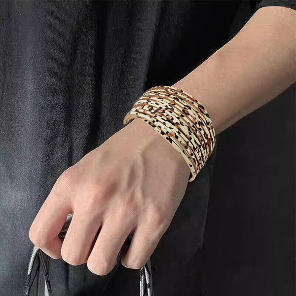 Multiple Gradient Leather Wristband Bracelet Bangle Magnetic Clasp Bracelet AU