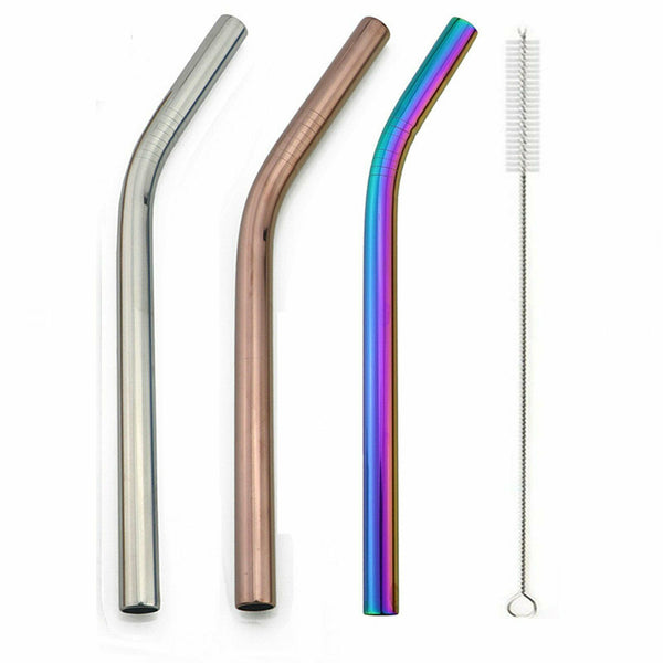 Thick Shake Milkshake Stainless Steel Straws Reusable Metal Drinking Straw Brush - Lets Party