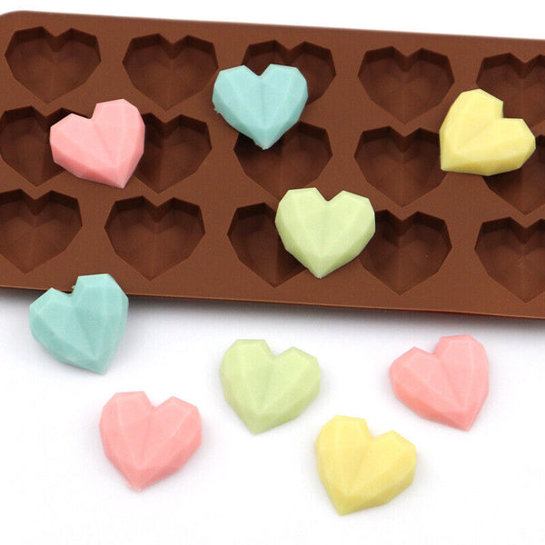 15 Holes Heart Silicone Mould Cake Candy Cookie Chocolate Baking Cake Mold AU