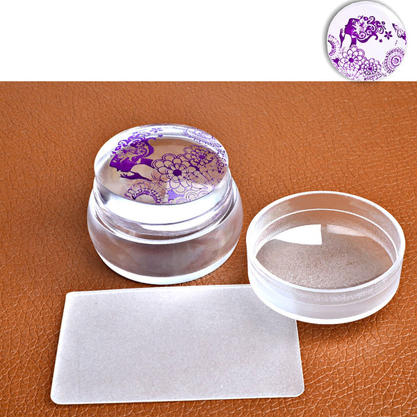 1/2X Matte Nail Stamper Scraper Cap Silicone Jelly Nail Stamp Stamping Nail Tool