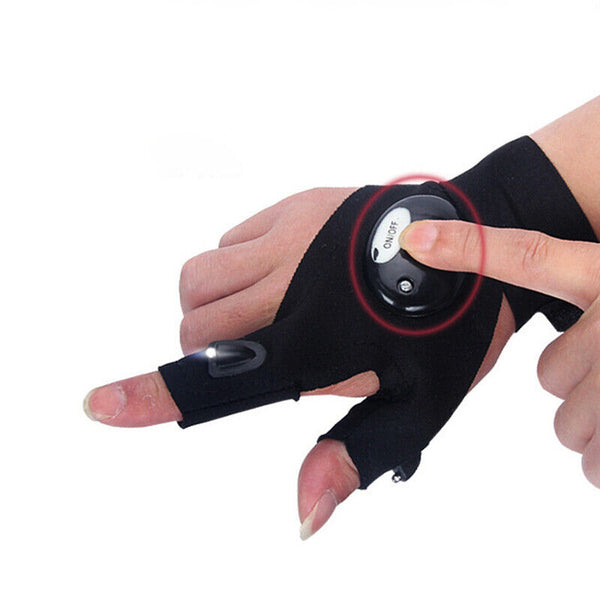 2x Rescue Night LED Light Fishing Finger Glove Outdoor Gear Beam Flashing Gloves