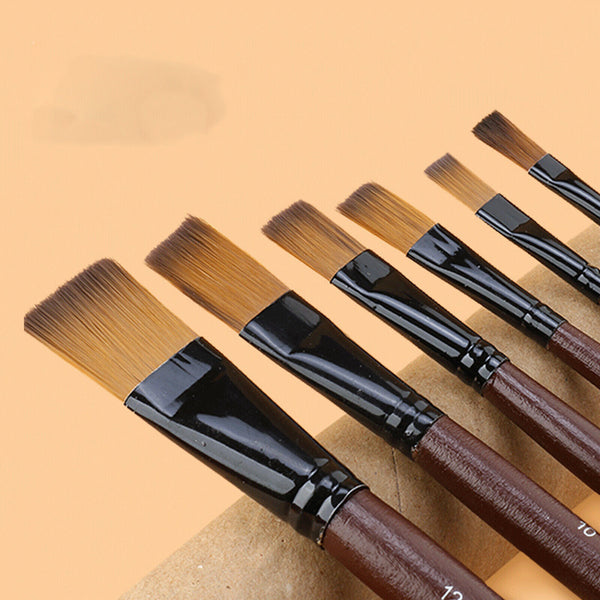 6/12X Art Painting Brushes Set Nylon Acrylic Oil Watercolor Artist Paint Brush