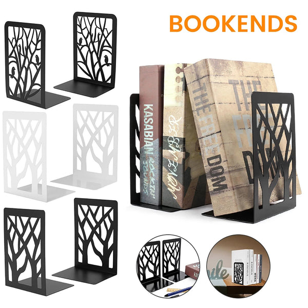 2PCS Heavy Duty Metal Bookends Decorative Book Ends Holder Stationery Bookends