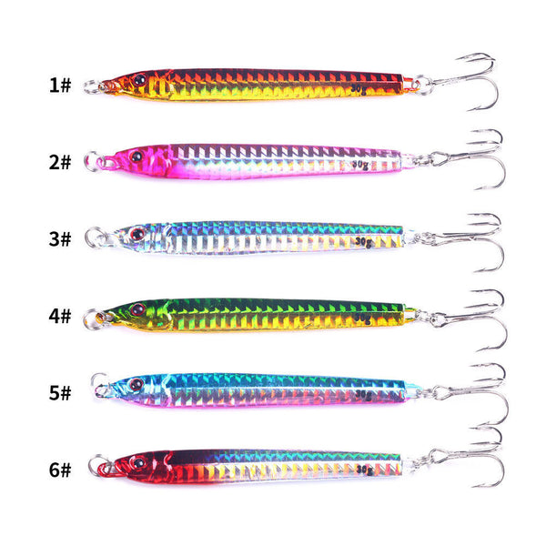 6pcs Lead Metal Jigging Lure 30g-40g Spoon Bait Saltwater Jig Fishing Tackle Lot