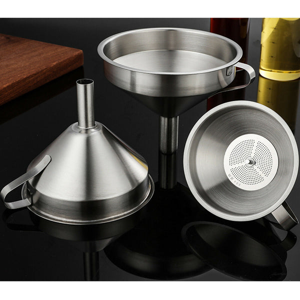 Stainless Steel Funnel Oil Liquid Funnel Metal Funnel with Detachable Filter AUS