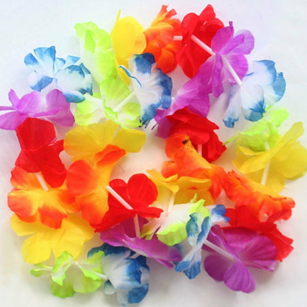Hawaiian Flower Lei Leis Necklace Tropical Beach Luau Party Garland