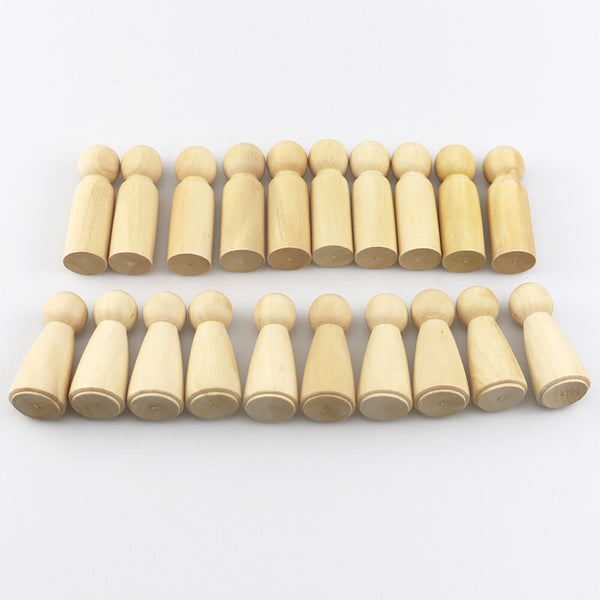 20X Unfinished Wooden Peg Dolls Wooden Tiny Doll Bodies People Decor Wood Crafts