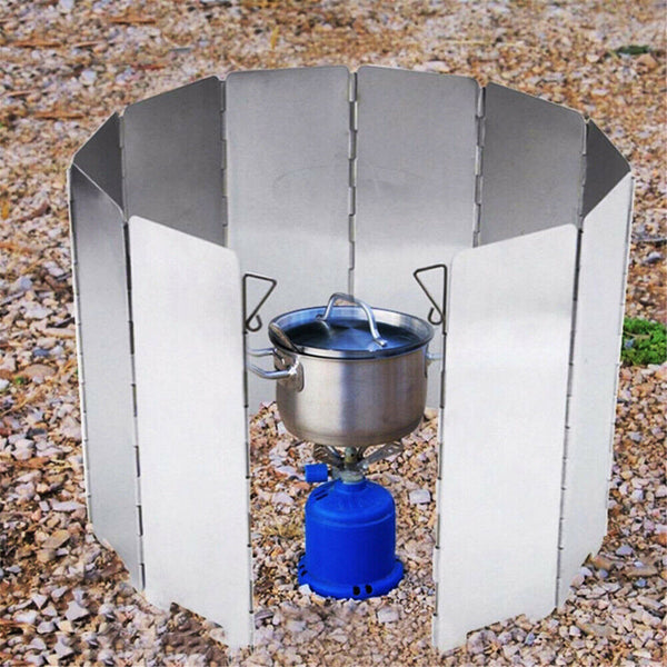 10 Plate Aluminum Alloy Camping BBQ Cooker Stove Wind Shield Screen Foldable AUS