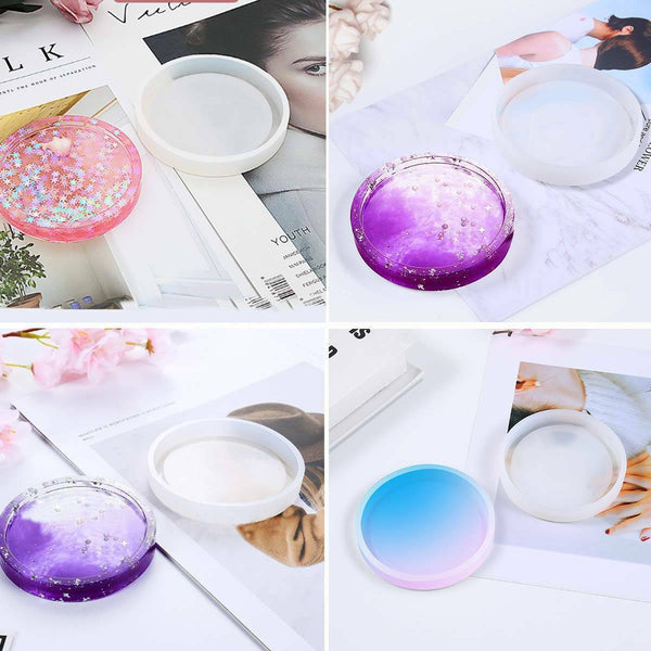 Coaster Cup Mat Mold Round Square Silicone Mould DIY Epoxy Resin Casting Tool AU - Lets Party
