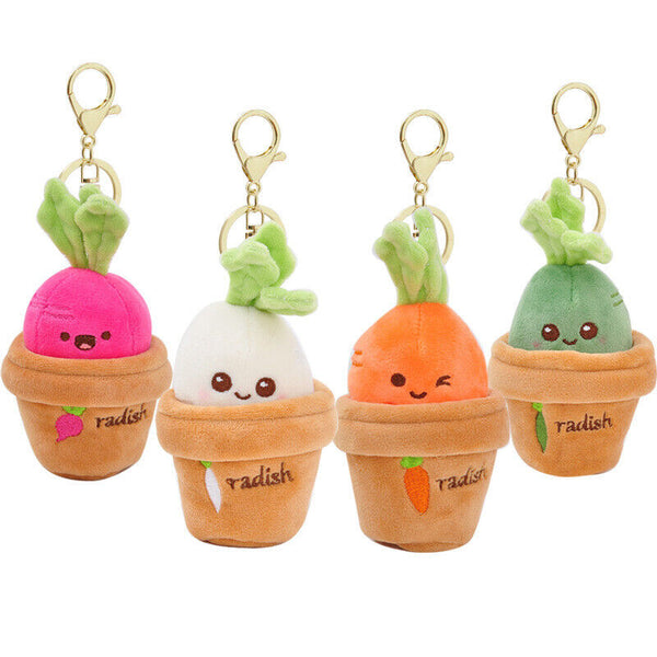 Lifelike Plants Potted Radish Stuffed Plush Toys Cartoon Plants Kid Keychain AU