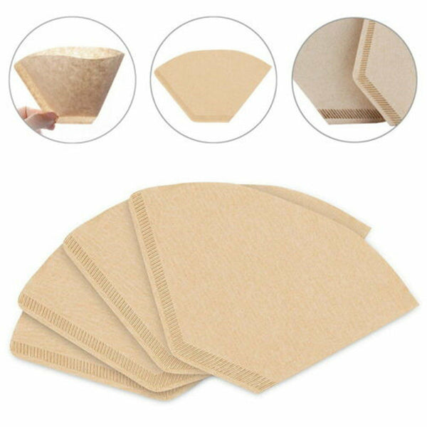 100Pcs Coffee Filter Paper Natural Unbleached Original Wooden Drip Paper AU