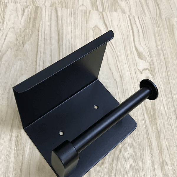 Stainless Steel Toilet Paper Roll Holder Storage Hooks Bathroom Washroom Black
