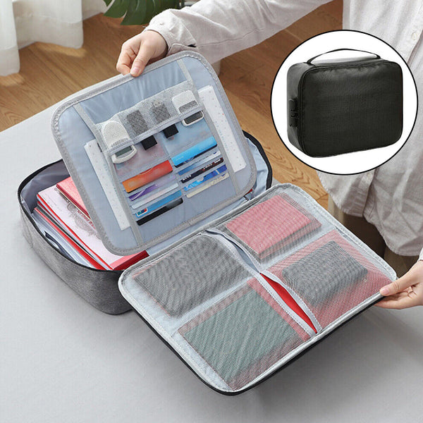 Document Bag Storage Pouch Case with Lock Zipper for Home Office Case AU SELLER
