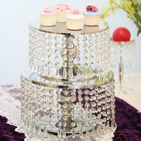 1 Crystal Gold Round Cupcake Cake Stand Birthday Bar Party Dessert Candy Wedding - Lets Party