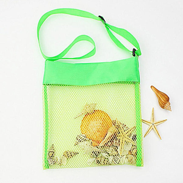 5PCS Mixcolor Sand Portable Away Pouch Beach Bag Mesh Toy Shell Collecting Bags