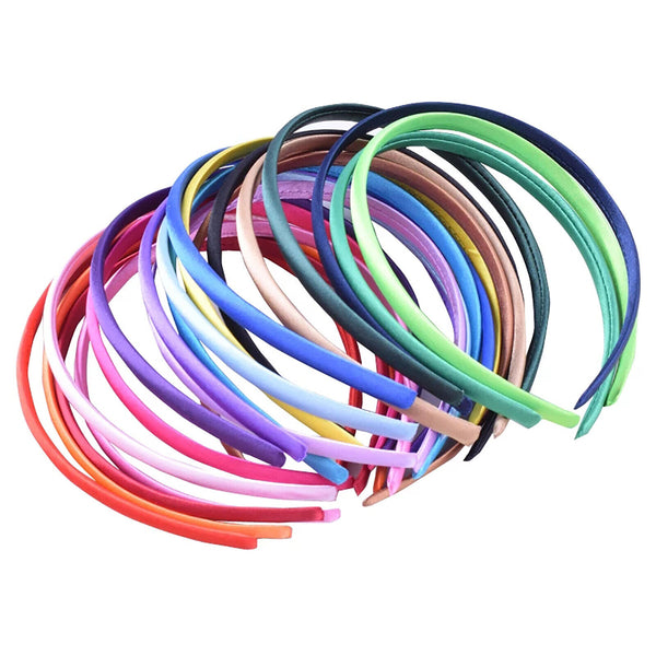 34pcs Girls Womens Plain Satin Alice Band Headband 10mm Ribbon Hoop Hair Band AU