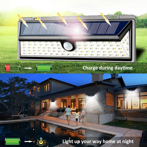 54 90 LED Solar Motion Sensor Light Outdoor Garden Security Wall Lamp Floodlight