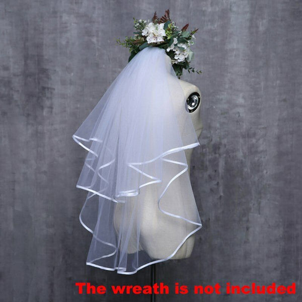 Women Bridal Wedding 2-Tier Veil With Satin Edge Comb Hen's Night White Ivory