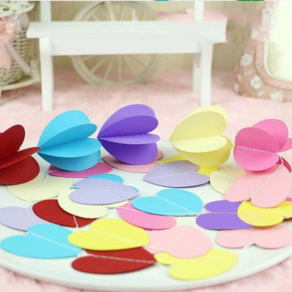 5PCS Heart Round Shape Paper Bunting Garland Wedding Party Banners Decoration 2M