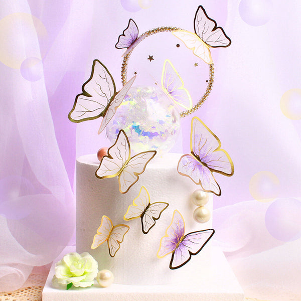 30pcs Butterfly Paper Topper Cake Happy Birthday Theme Festival Decoration DIY A