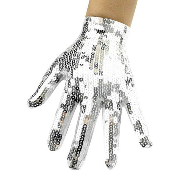 LED Gloves Flashing Sequins Sparkly 6Modes Finger Lighting Light Up White Party