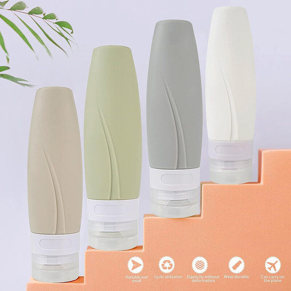 4PCS Silicone Empty Bottle Travel Shampoo Lotion Cosmetic Container Dispenser AU