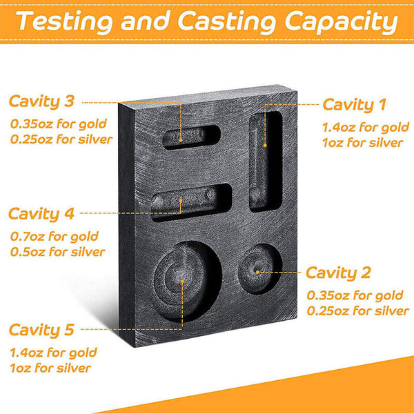 Crucible Graphite Square Melting Casting Refining Ingot Mould Gold Silver Copper
