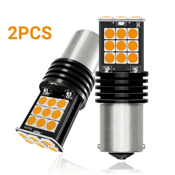 2 X 12V BAU15S 24 LED AMBER INDICATOR TURN SIGNAL CAR UTE 4WD LIGHT BULB GLOBE