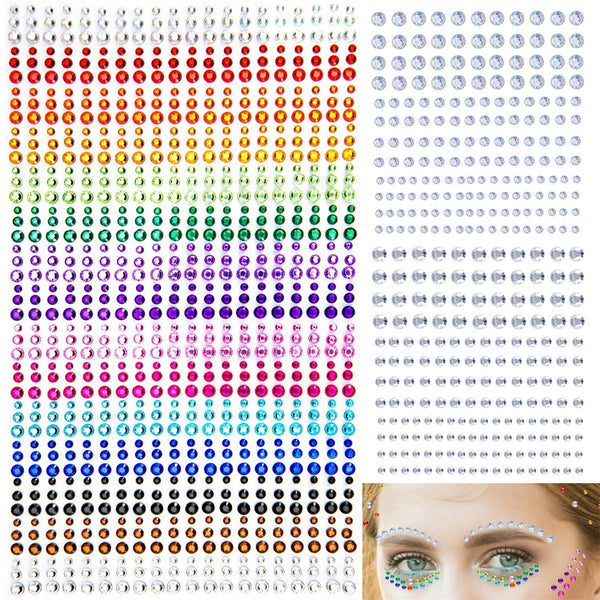 6PCS Face Gems Tattoo Eye Jewels Body Crystal Make Up Sticker Diamond Pearls