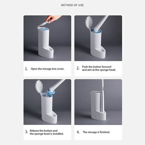 Disposable Bathroom Toilet Brush Holder Set Replacement Cleaning Head Refills AU