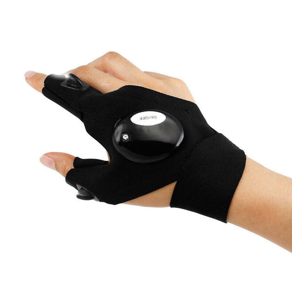 2x Rescue Night LED Light Fishing Finger Glove Outdoor Gear Beam Flashing Gloves