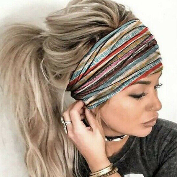 Women Ladies Sports Yoga Gym Stretch Wide Headband Hair Band Running Head Wrap