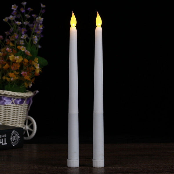 12x LED Flameless Taper Flickering Battery Operated Candle Light Wedding Party