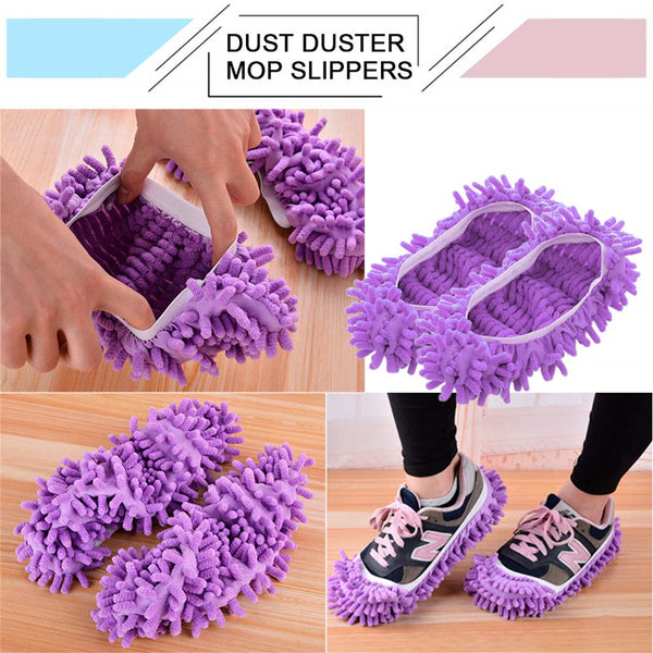 2PCS Mop Slipper Lazy Floor Polishing Cleaning Sock Shoe Mopping Slipper Cover