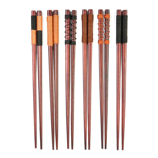 6Pairs Handmade Wooden Chopsticks Classic Japanese Natural Chestnut Wood Gift AU