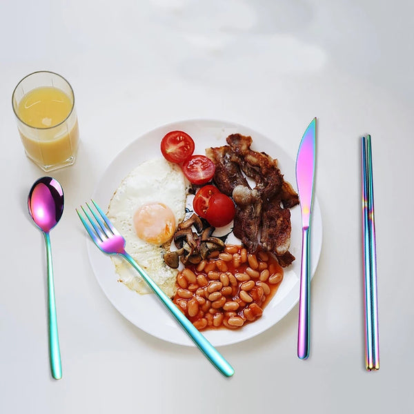 8pcs Portable Stainless Steel Tableware Dinnerware Travel Camping Cutlery Set AU