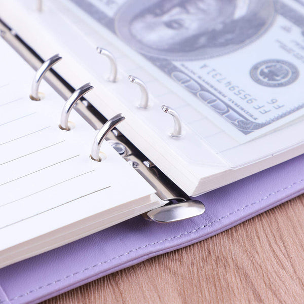 1PC A6 PU Leather Notebook Binder Budget Planner Organizer Cover Cash Pockets AU - Lets Party