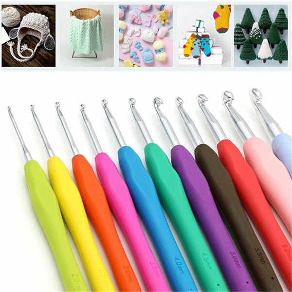 52PCS Crochet Hooks Set Kit Yarn Knitting Needles Sewing Tools Grip With Bag DIY