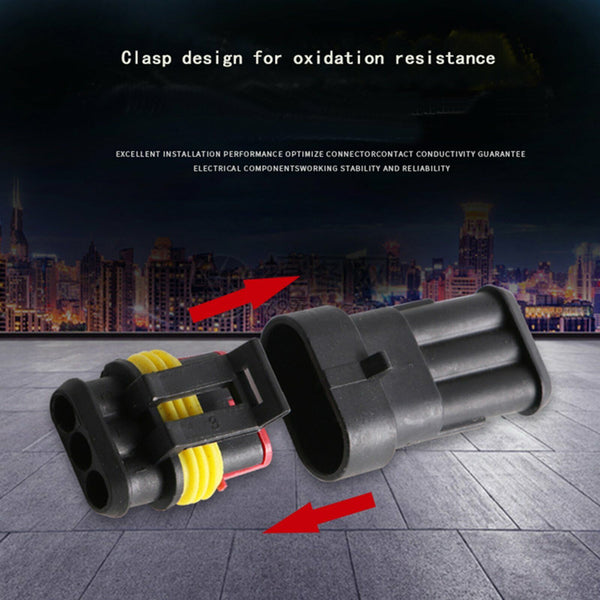 10 Set 1/2/3 Pin Waterproof Car Electrical Wire Sealed Connector Plug Cable 12V