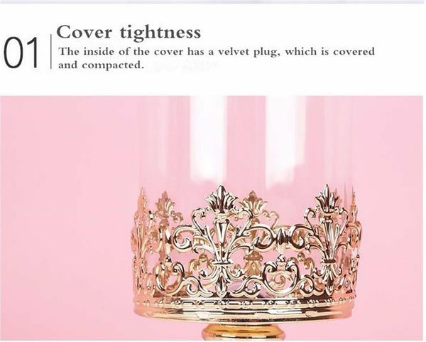 2xWedding Gold Metal Candy Jar Dessert Table Decor Covered Biscuit Glass Storage