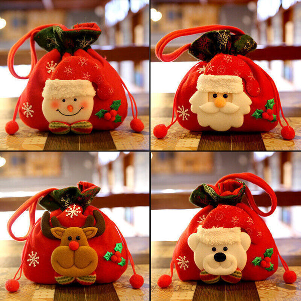 Christmas Candy Treat Bags Gift Wrapping Bag Xmas Party Drawstring Decor Bags AU