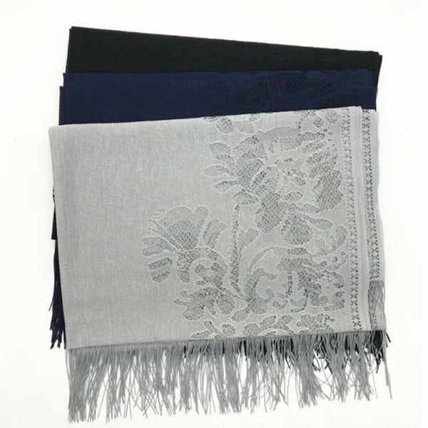 Soft Pashmina Solid Lace Silk Wrap Long SCARF Women Neck Winter Warmer Shawl AU