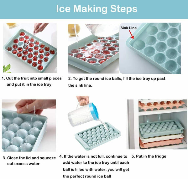 33 Grids Ball Maker Round Ball Sphere Whiskey Ice Cube Mould Tray for Freezer AU