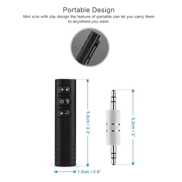 2PCS Wireless Bluetooth 3.5mm AUX Audio Music Receiver Stereo Home Car Adapter