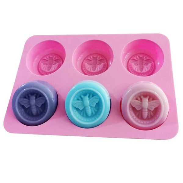 6 Cavity Honey Bee Shaped Silicone DIY Handmade Soap Candle Mold Craft Mould AU