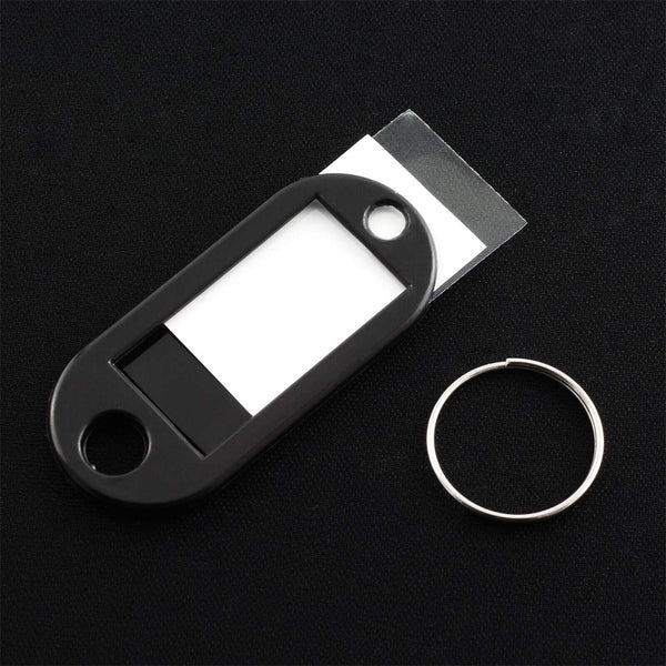 50Pcs Plastic Luggage Key Tags ID Tags Key Rings Key Tag Key Chains Key Black AU