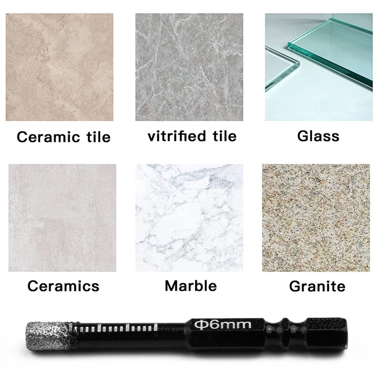 5Pcs Dry Diamond Core Drill Bit 6mm HoleSaw Cut Marble Tile Porcelain Granite AU