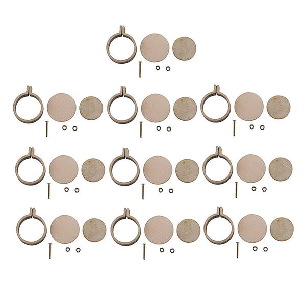 10 Packs Mini Embroidery Hoop Ring Wooden Cross Stitch Frame Kit For Hand Craft