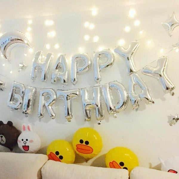 40cm 3D Happy Birthday Letters Balloons Inflating Foil Banner Bunting Celebrate - Lets Party